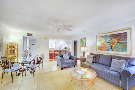 Living Room with Sleeper Sofa and Dining Area