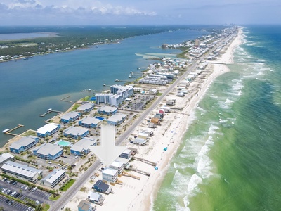 Birdseye view of West Beach Blvd looking East