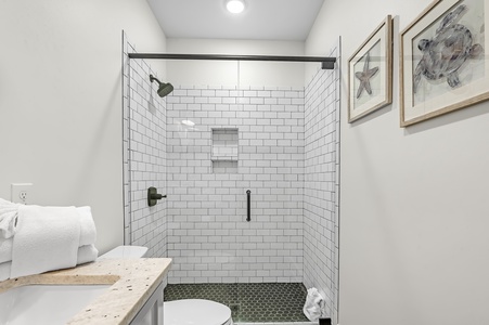 Large tiled walk-in shower