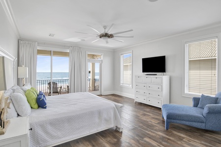 Dixie Tide-Bedroom 6 is the 2nd Master on the 3rd floor with a king bed, private bathroom, TV, Gulf views