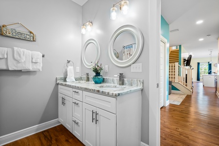 Main floor bathroom with a double vanity