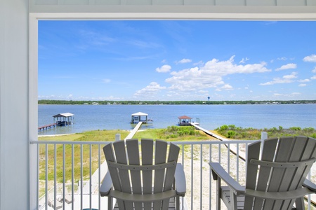 The private balcony has views of the Little Lagoon