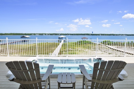 Additionally, a swim spa with views of the Little Lagoon