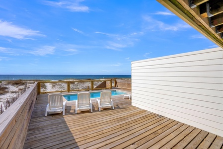 Divider on the pool deck, giving privacy from the "B" side