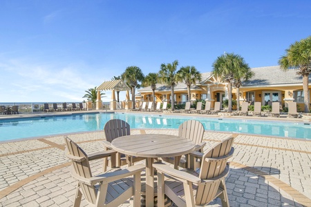 Dining table on the pool deck