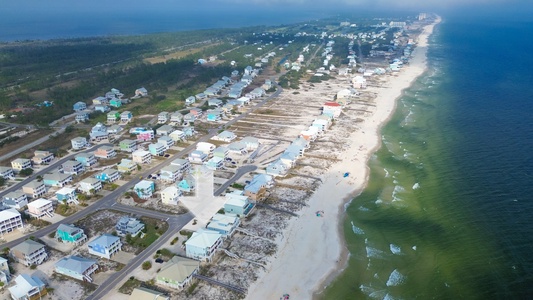 Birdseye view of the Ft Morgan peninsula