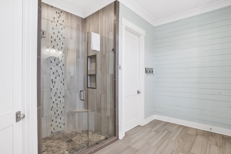 Walk-in, tile shower