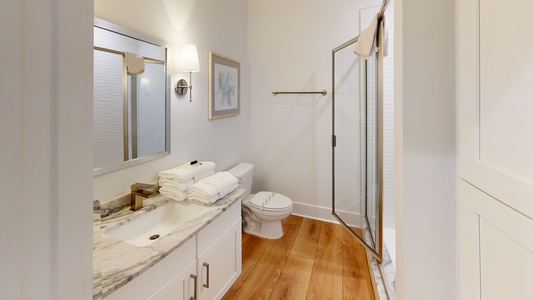 The private Master bath with a walk-in shower