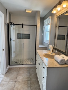 Walk-in tile shower