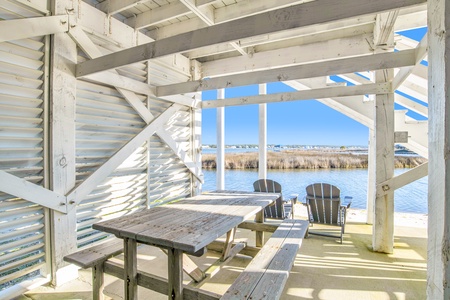 Picnic table under the home