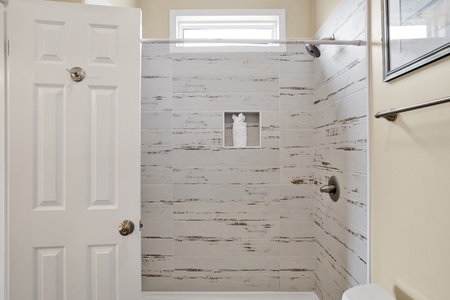 Spacious tile shower