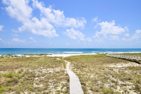 With a direct path to a private beach