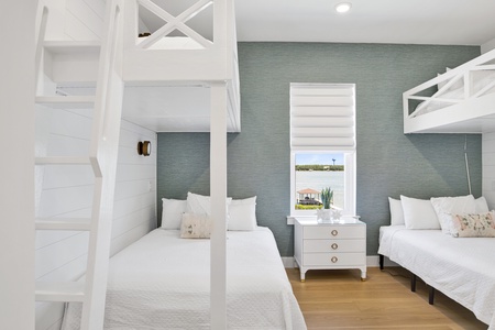 Bedroom 5 has two Twin over Queen Bunk beds, sleeps 6