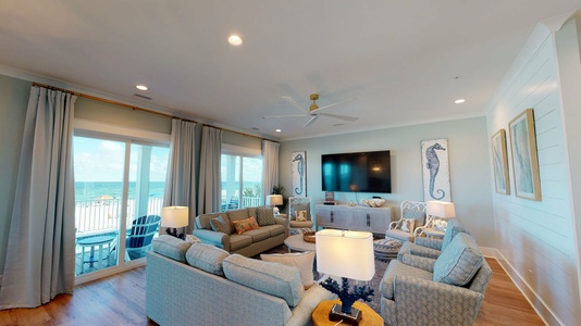 The open concept main living area features fantastic views
