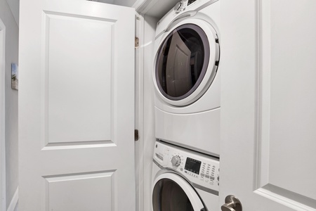 Full size stacked washer and dryer