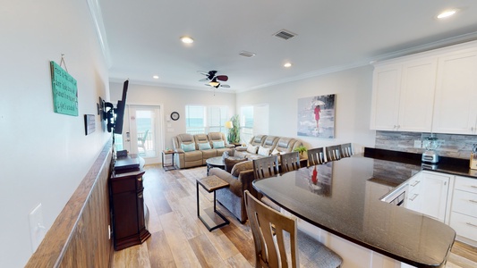 Bar seating in the kitchen