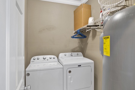 Full size washer and dryer in laundry room