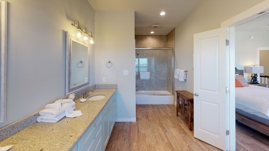 Private Master bath with a tub/shower combo