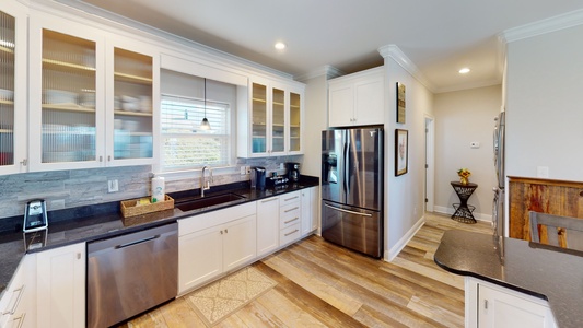 Spacious kitchen with stainless appliances