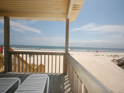 Covered porch with views of the Gulf and the sugar white sand