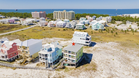 Gulf front home with Mobile Bay in the background