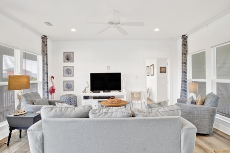 The living room offers a sleeper sofa and sleeps 2 guests