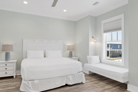 Guest bedroom, located on the 1st floor with a private, attached bathroom