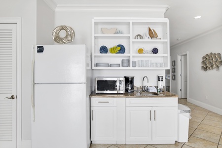 1st floor kitchenette with a full size fridge