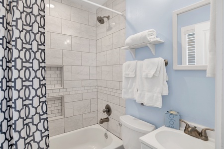 Master bathroom with tub/shower combo