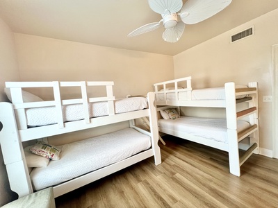 The bunk room sleeps 4 in 2 twin bunk beds