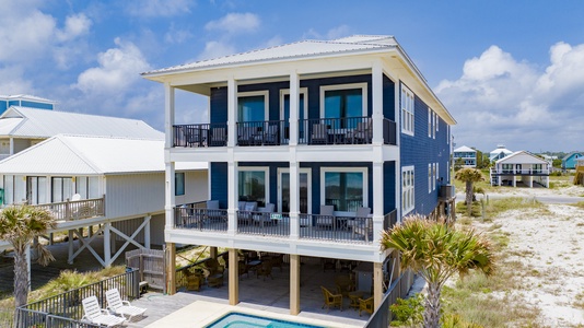 Large multi-level beachfront home