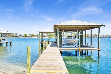 Private pier with boat slip