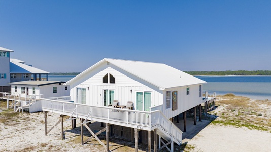 A Lazy Lagoon has a deck on the Gulf facing side of the home and the Lagoon facing side