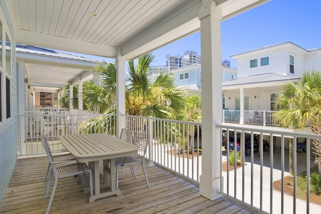 Enjoy meals outdoor on the covered balcony