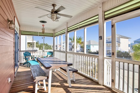 Dining area on covered porch