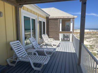 Balcony is partially covered, perfect for tanning!