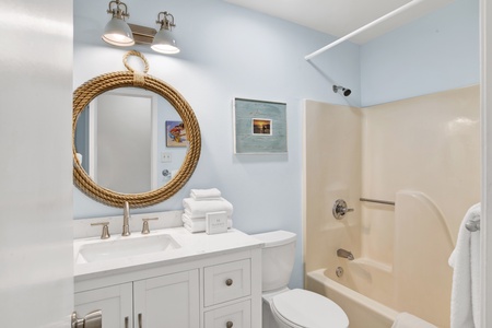 Bathroom # 2 is a full bath with a shower/tub combo.