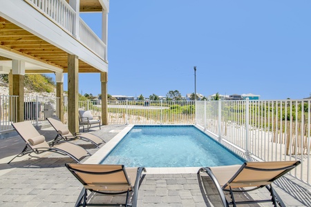 Summertime Blues II has a private fenced pool