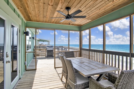 Brand new screened-in area on the deck, grilling area and seating