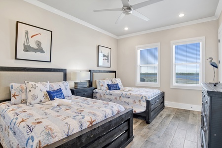 2nd floor NW bedroom 3 with 2 queen beds, TV and private bathroom