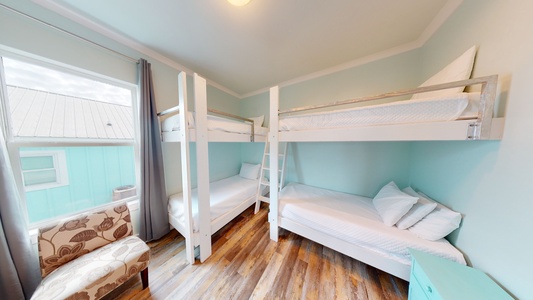 Bedroom 3 on 2nd floor has 2 sets of twin bunks that sleep 4