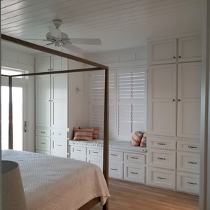 Master bedroom with custom built ins