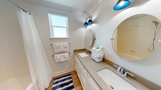 Jack-n-Jill bathroom with a double vanity