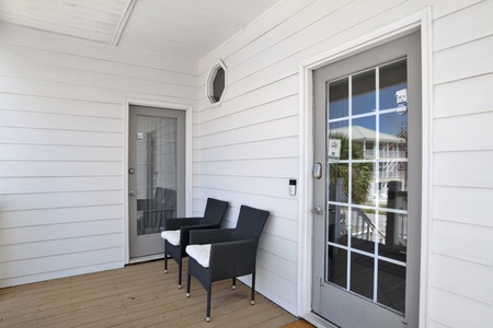 1st floor balcony and entrance to the home