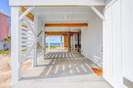 Outdoor shower under the home