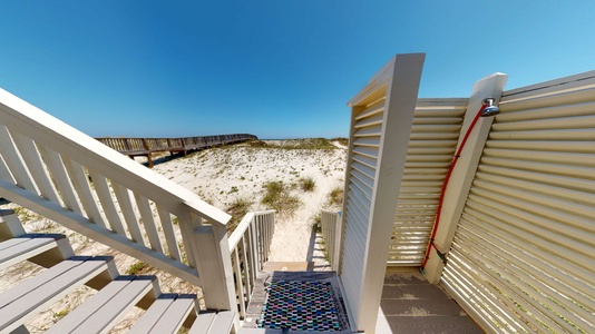 Outdoor shower and beach view