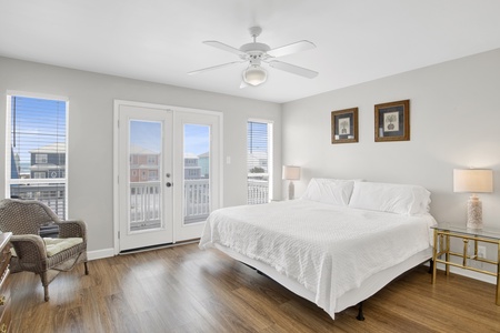 West Upstairs bedroom #3 is the master bedroom with a private balcony and Gulf views-the room has a king bed, TV and private bathroom