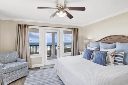 The master bedroom is located on the 2nd floor offers balcony access and private bathroom