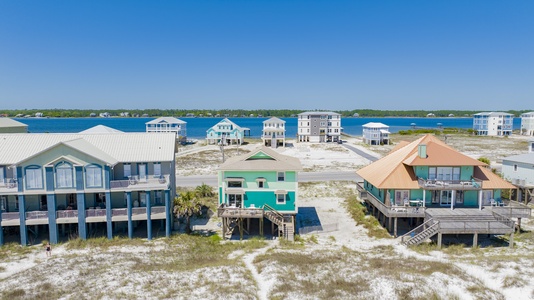 Muldoon Beach House has views of the Gulf and Little Lagoon