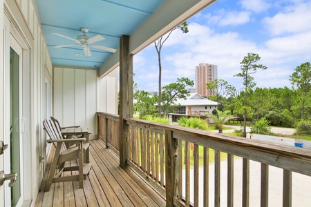 Balcony accessible from 2 bedrooms